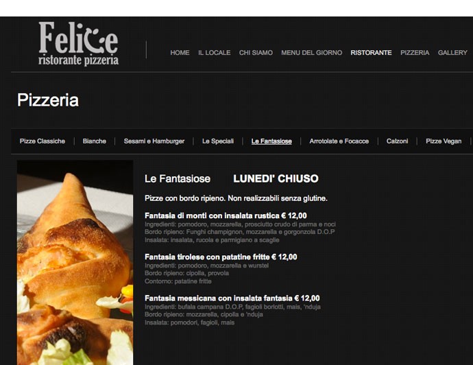 web site Ristorante Pizzeria Felice 491